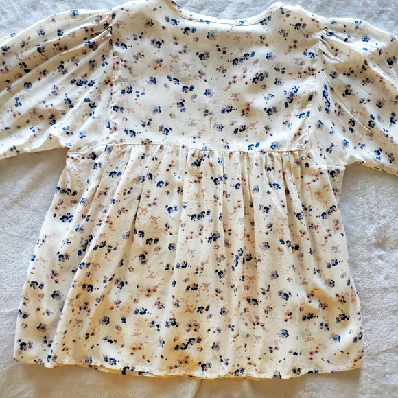 Lucky Brand Long Sleeve Boho Floral Smock Top--Sz M - Picture 11 of 16